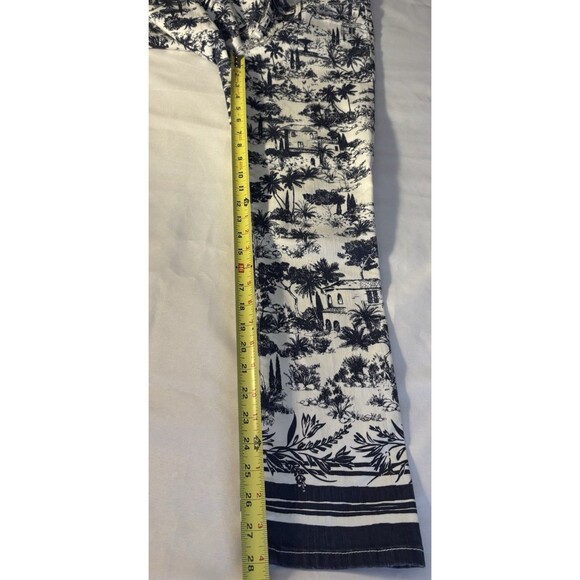 TORY BURCH Coastal Print Cropped Jeans Women 27 White Blue Mid Rise Slim - Picture 13 of 13